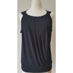 New York & Company Black Pleated Sleeveless Top M